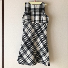 【着用1回】GapKids モノトーン ツイードワンピース 140cmの画像