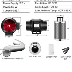 VIVOSUN グローテント換気システム 4インチ インラインダクトファン　の画像