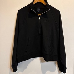 【美品】GAP ハーフジップ スウェット 黒 丈短め の画像