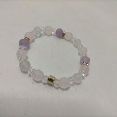 送料無料 （未使用品）シンクビー 天然石 ブレスレット ローズクォーツ アメジスト チャーム付き パワーストーン 251028-6Tの画像