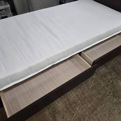 【愛品倶楽部柏店】シングルベッド 収納付き 「F:フランスベッド」「M:ニトリ ZERO LIGHT3 VB-S」 フレーム＆マットレスSET 収納×2付 コンセント+照明の画像