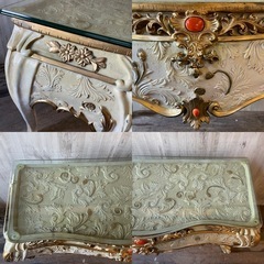 ロココ調 猫脚 アンティーク コンソールテーブル フランス家具 センターテーブルの画像