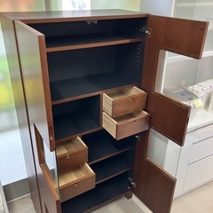 I2510-662 キャビネット ブラウン キズ汚れ剥がれ有り 中古の画像