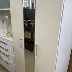 リサイクルショップどりーむ荒田店　No5075 クローゼット　衣類収納　収納棚　棚　鏡付き♪の画像