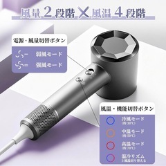 ヘアドライヤー 110000RPM 速乾 マイナスイオン 髪質改善の画像