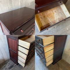 5段ローチェスト 整理箪笥 アンティークウッドチェスト 衣類収納 の画像