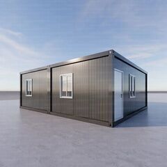 多用途現場施工型2連棟 簡易オフィス・モバイルハウス・組立ユニット・工事用コンテナ・工場兼倉庫・作業員宿舎・応急仮設住宅・可動式住居の画像