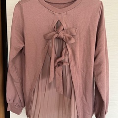 ピンク　リボン&レース付きパーカー　Mサイズの画像