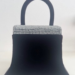 M【中古品】ジャックファット Jacques Fath パーティー バッグ コンパクト ベロア 黒 ワインレッド　ハンドバッグ レディースの画像