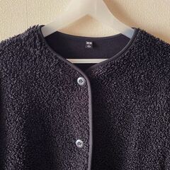 ユニクロ★ボアフリースジャケット／黒・レディースMの画像