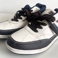 【中古品】Hawk STAR 軽量 シューズ  ホワイト ブラウン　25.5cm メンズ レディース スニーカーの画像