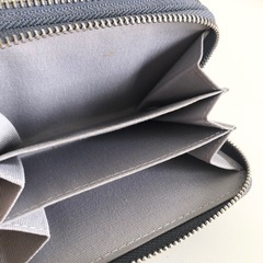 【中古品】クロコダイル柄 ラウンドジップ コインケース カード入れ ミニ財布 ブルー ネイビー コンパクトウォレットの画像