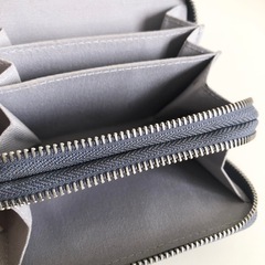 【中古品】クロコダイル柄 ラウンドジップ コインケース カード入れ ミニ財布 ブルー ネイビー コンパクトウォレットの画像