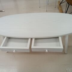 リユースのサカイ栃木店★ジモティ割あり★  ローテーブル ホワイト W110×D48.5×H37 クリーニング済み TC11342の画像