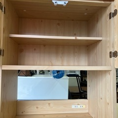 O 2510-664 木製 レンジボード 米びつ付属 キズ 汚れありの画像