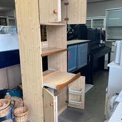 O 2510-664 木製 レンジボード 米びつ付属 キズ 汚れありの画像