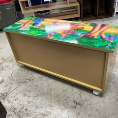 O 2510-666 くまのプーさん　キャスター付き木製棚　キズ汚れ有りの画像