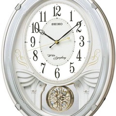 セイコークロック(Seiko Clock) 掛け時計 メロディ時計 電波 アナログ トリプルセレクション メロディ 飾り振り子 白 パール AM258W　の画像