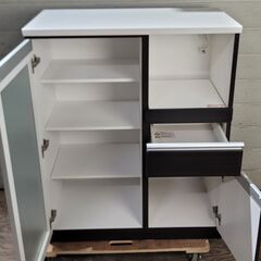 ニトリ キッチンカウンター W900×D510×D510×H1100mm ブラウン/ホワイト系色 25j菊ST の画像