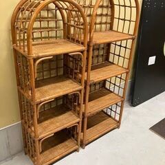 ラタン製オープンシェルフ２セットの画像