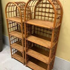 ラタン製オープンシェルフ２セットの画像