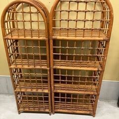 ラタン製オープンシェルフ２セットの画像