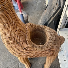 アンティーク アジアン ラタン製 キリン フラワースタンドバスケットの画像