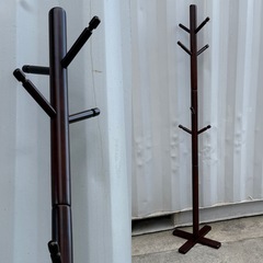 A633◇ポールハンガー◇帽子掛け◇回転式◇木製◇三分割◇ダーク...