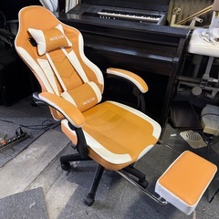 ゲーミングチェア 女性 オットマン付き フラワー式デザイン 花の言葉 多機能 連動ひじ掛け ゲーム用 デスクチェア レディース PUレザー SW08 (オレンジ)の画像