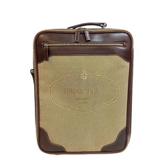 プラダ PRADA キャリーバッグ ロゴジャガード スーツケース カーキの画像