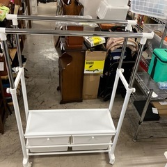 W2510-671 ハンガーラック　収納ボックス付き　キズ汚れ有り
の画像