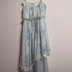 新品・未着用】淡ブルー 漢服風ワンピース✨ ふんわりロング丈／流蘇付き🌸の画像