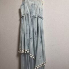 新品・未着用】淡ブルー 漢服風ワンピース✨ ふんわりロング丈／流蘇付き🌸の画像