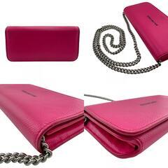 バレンシアガ BALENCIAGA 長財布 キャッシュコンチネンタルオンチェーン チェーンウォレット 593784 ピンクの画像