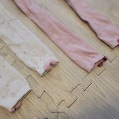 キッズレギンス ホワイト ピンク お揃い リンクコーデ 100 110 120の画像