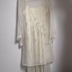 【美品】ナチュラルベージュ ワンピース＋シアー羽織りセット🌿✨の画像