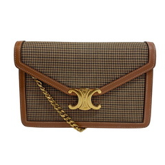 セリーヌ CELINE ショルダーバッグ 千鳥格子 チェーンウォレット マーゴ トリオンフ ベージュの画像