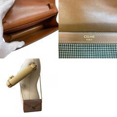 セリーヌ CELINE ショルダーバッグ 千鳥格子 チェーンウォレット マーゴ トリオンフ ベージュの画像
