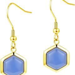 ピアス レディース アクセサリー　サファイア 18K金メッキ　ギフトBOX付きの画像