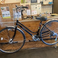 【SALE！10月末まで防犯登録無料！ノーパンクタイヤ】 LEDオートライト　6段変速　27インチ自転車　ブラックの画像