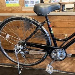 【SALE！10月末まで防犯登録無料！ノーパンクタイヤ】 LEDオートライト　6段変速　27インチ自転車　ブラックの画像