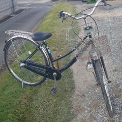 『✨重厚感ある✨しっかりした✨中古自転車』ママチャリ自転車27インチ 変速/鍵/オートライト/籠付き身長155センチからの画像