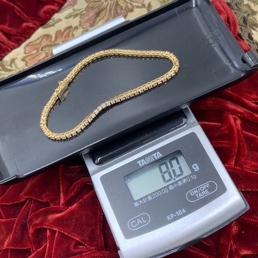 K18 テニスブレスレット　2ct 8g 約17.3cm