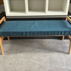 【リサイクルショップどりーむ天保山店】No.4630 ベンチ椅子 グリーン 緑 ２人掛けの画像