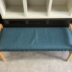 【リサイクルショップどりーむ天保山店】No.4630 ベンチ椅子 グリーン 緑 ２人掛けの画像