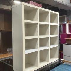 【リサイクルショップどりーむ天保山店】No.4107 本棚 白 ホワイト 12か所収納の画像
