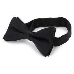 【一度使用のみ】アオキ　シルク100% フォーマル用　蝶タイ　黒無地の画像