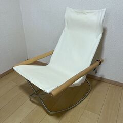 NychairX ロッキング ナチュラル/ホワイト 新居猛 ニーチェアエックス ロッキングチェア 折り畳み椅子の画像