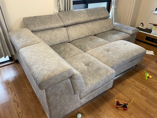 カウチソファ 【オットマン付き】【ヘッドレスト角度調節可)】