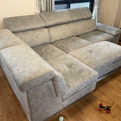 カウチソファ 【オットマン付き】【ヘッドレスト角度調節可)】の画像